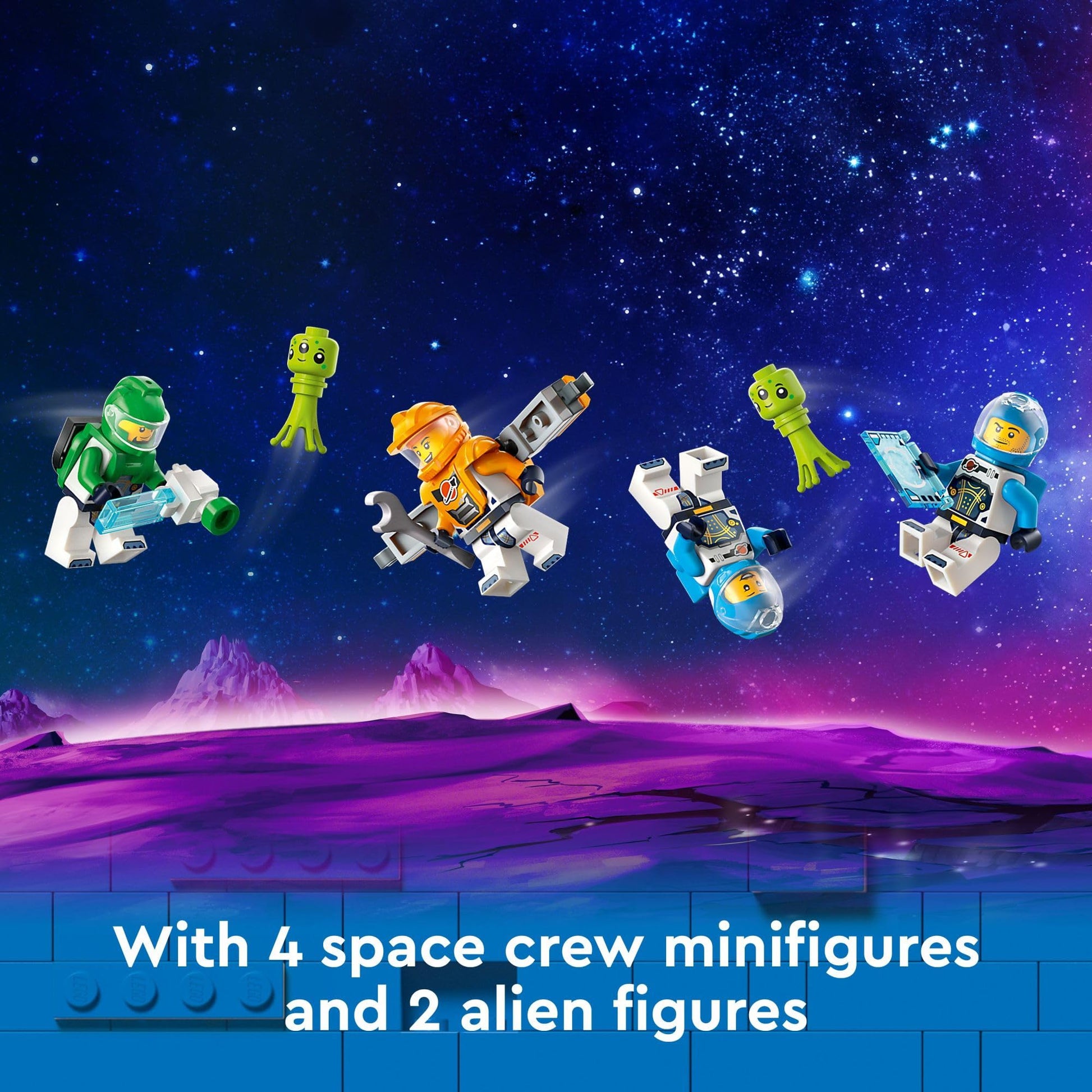 LEGO City Command Rover and Crane Loader Outer Space Toy Building Set, 4 Astronaut Toy Minifigures, Space Robot, 2 Alien Action Figures, Gift for 7