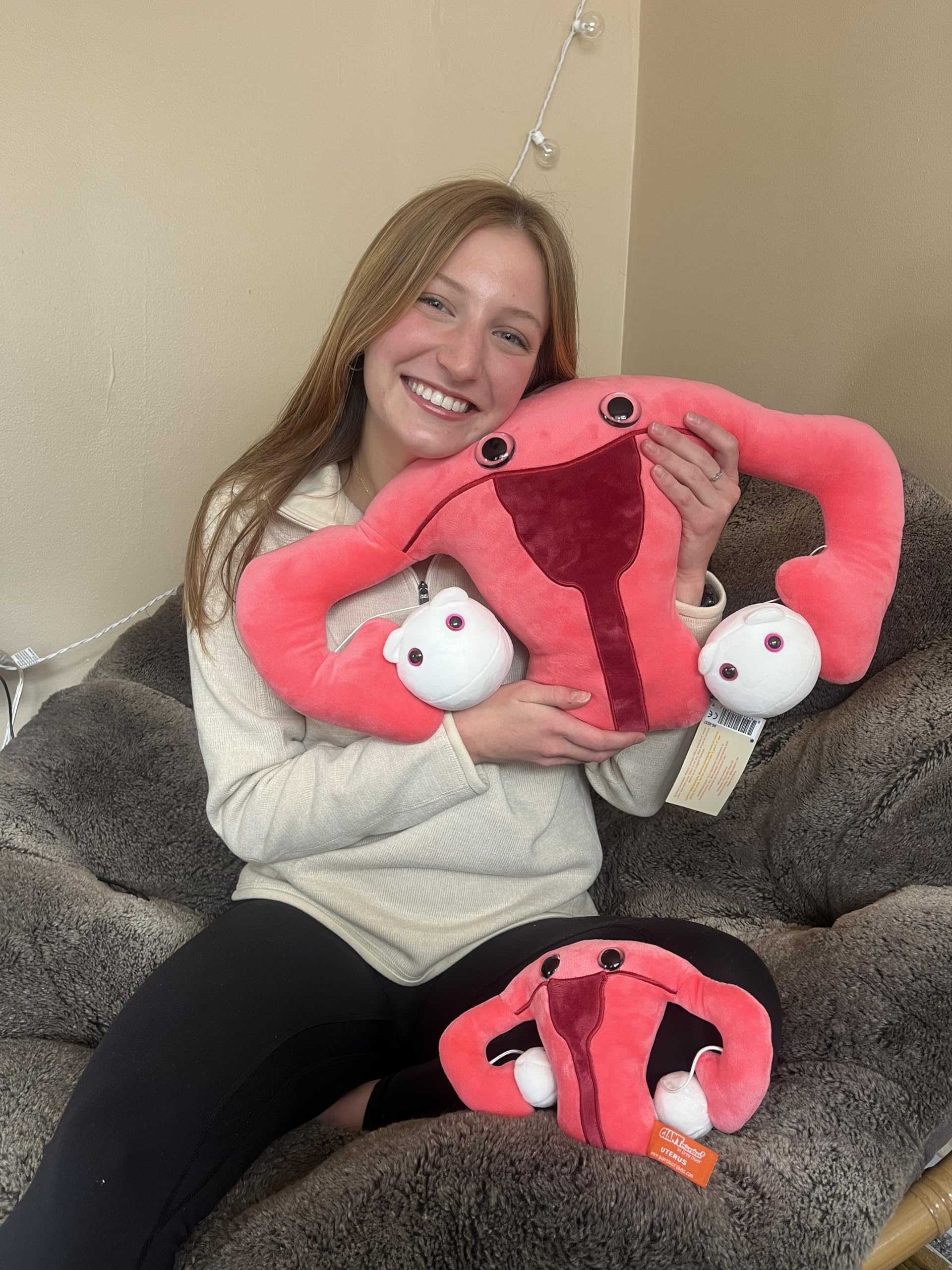 GIANT MICROBES Uterus Plush 24" - Uterus Pillow with Detachable Ovaries