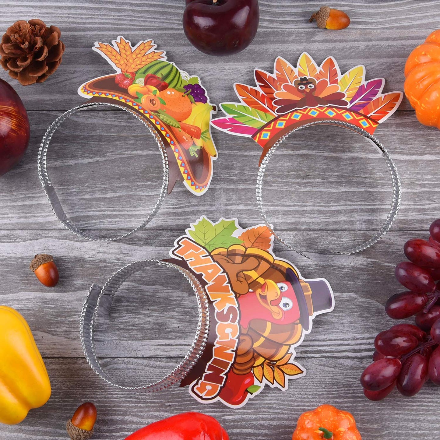 ASTARON 12 Pieces Thanksgiving Headbands for Thanksgiving Decorations, Thanksgiving Turkey Headbands for Thanksgiving Dinner Decor Thanksgiving Party