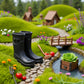 1Pair Black 1/12 Miniature Rubber Boots Dollhouse Garden Accessories, DIY Micro Scene Decor