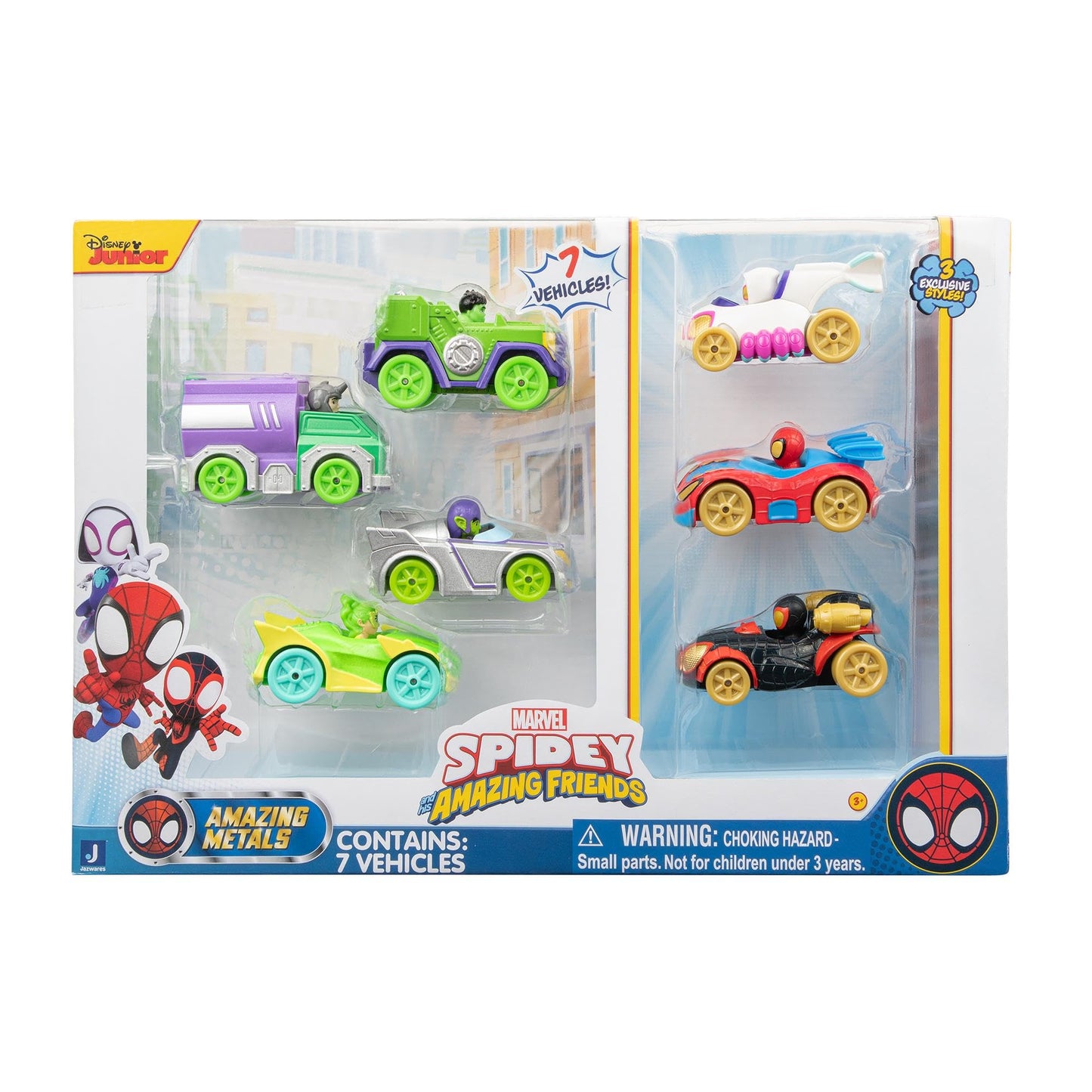 Spidey und seine Super-Freunde -SNF0223 Metall Fahrzeuge 7er-Set, Spielzeug ab 3 Jahren