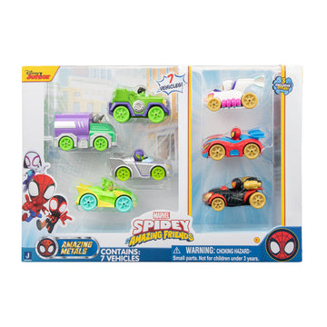 Spidey und seine Super-Freunde -SNF0223 Metall Fahrzeuge 7er-Set, Spielzeug ab 3 Jahren
