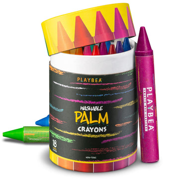 PLAYVIBE Jumbo Crayons - 18 Count, Multicolor, Washable