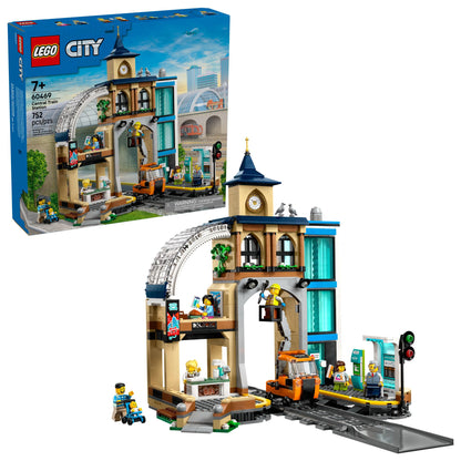 LEGO City Central Train Station Building Toy - Multi-Level Pretend Play Set for Boys & Girls, Ages 7+ - Building Blocks for Kids - Gift Idea