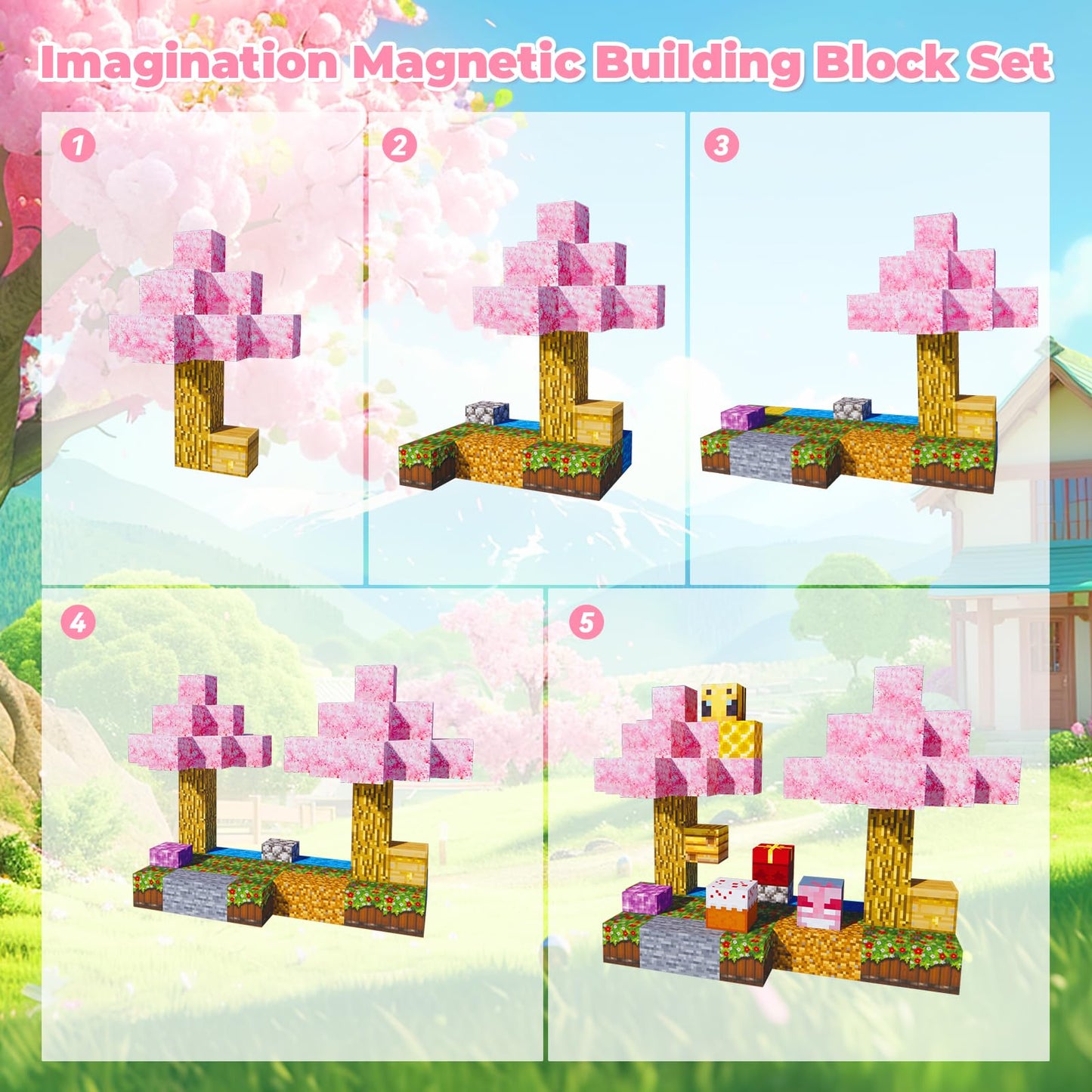 Noroapoo 80pcs Magnetic Building Blocks for Kids Ages 4-8-12,Magnetic Building Tiles Constructions Toys,STEM Toys Birthday Gifts Easter Gift