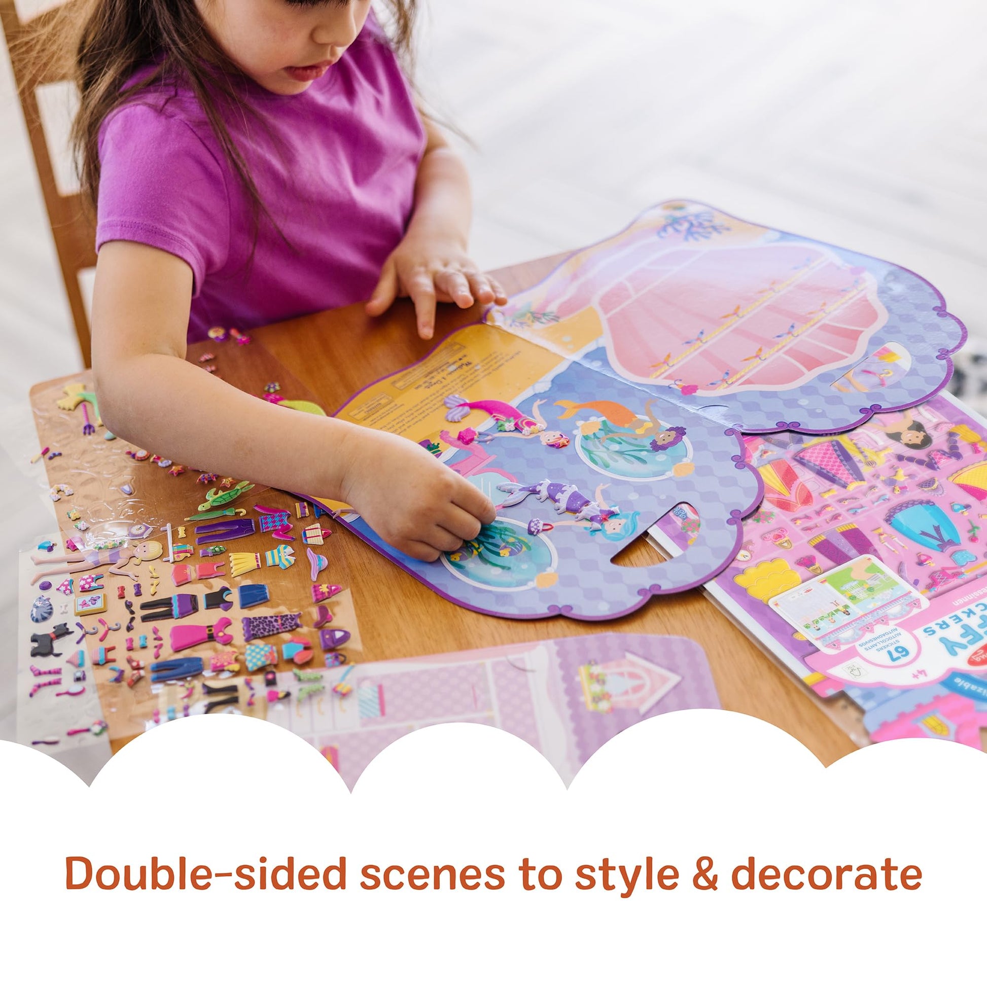 Melissa & Doug Puffy Sticker Activity Books Set of 3 - Dress-Up, Princess & Mermaid, with 208 Reusable Stickers and Fold-Out Scenes, Mess-Free Travel