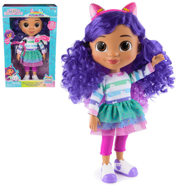 Gabby's Dollhouse, Sing & Celebrate Gabby Girl Doll, 33-Centimetres Tall with Sound Effects and Reversible Cat Ears, Kids’ Toys for Girls and Boys
