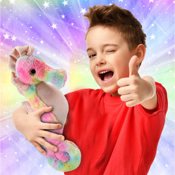DolliBu Rainbow Seahorse Stuffed Animal - Super Soft Stuffed Animals for Girls and Boys, Adorable Stuffed Sea Creatures for Kids and Cute Sea Animals