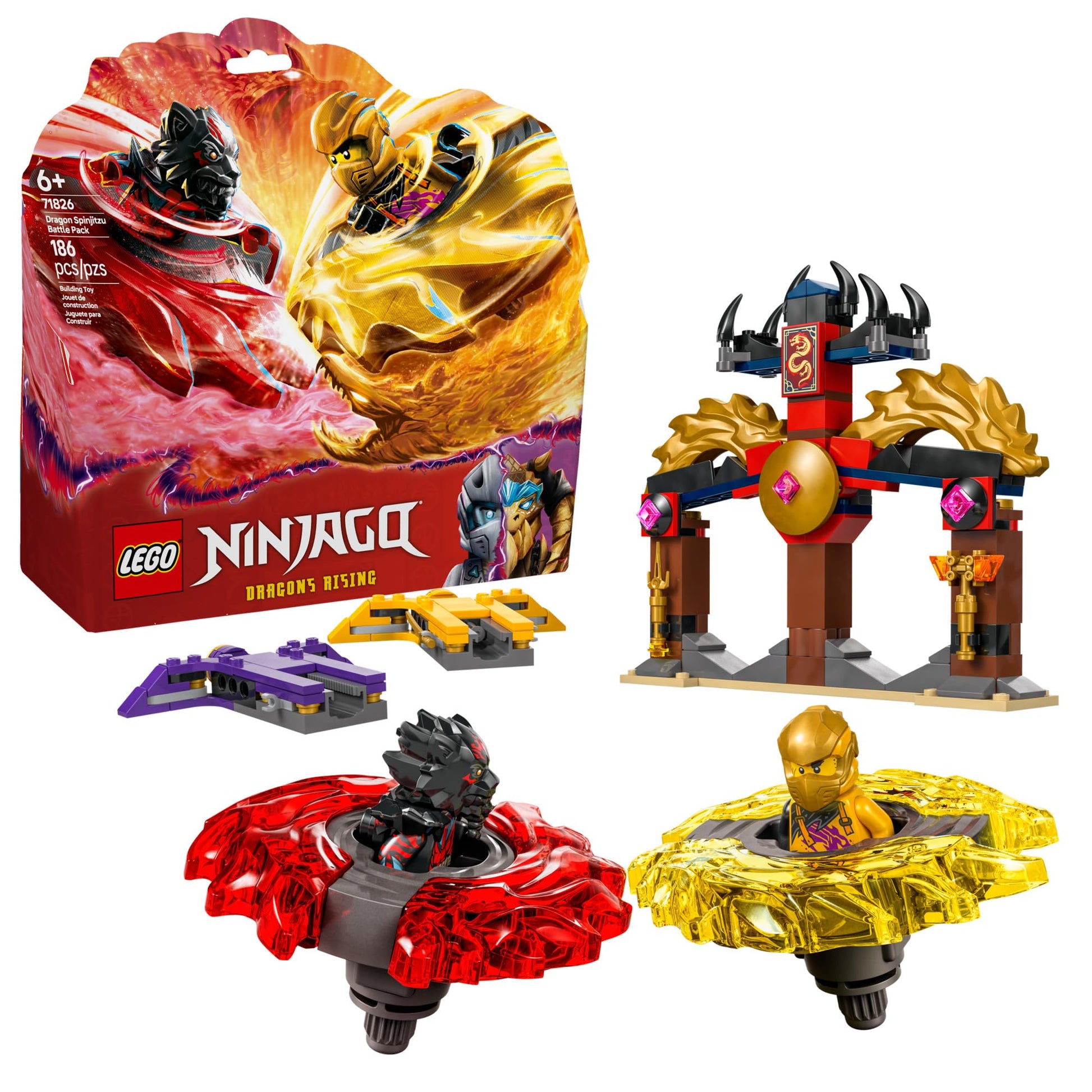 LEGO NINJAGO Dragon Spinjitzu Battle Pack - Spinning Blade Building Toy for Kids, Boys and Girls, Ages 6+ - with 2 Minifigures - Gift Idea