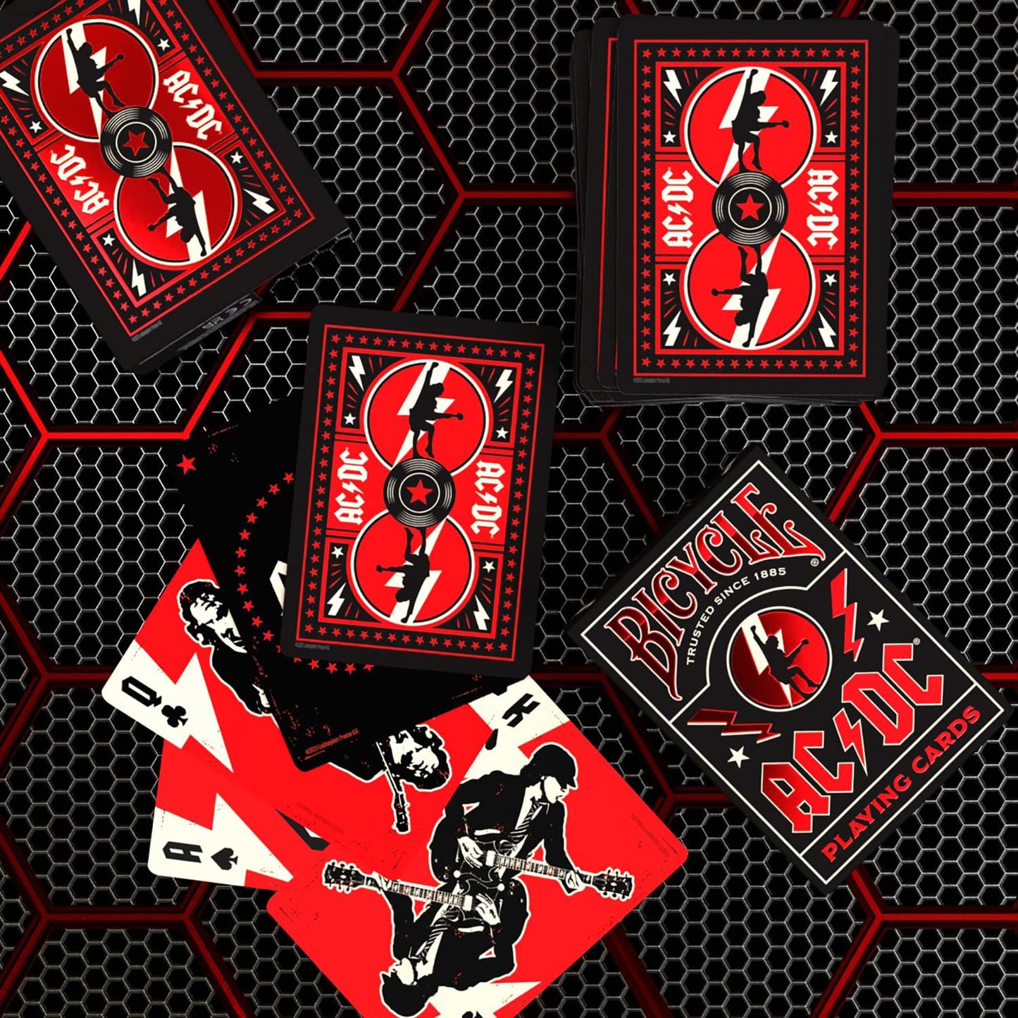 Bicycle ACDC Playing Cards, Features Iconic ACDC Song Titles and Band Designs, Red and Black, 1 Deck