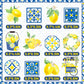 12 Pcs Capri Lemon Blue Yellow Tiles Honeycomb Centerpieces Decorations Mediterranean Amalfi Coast Centerpieces for Lemon Birthday Party Italian