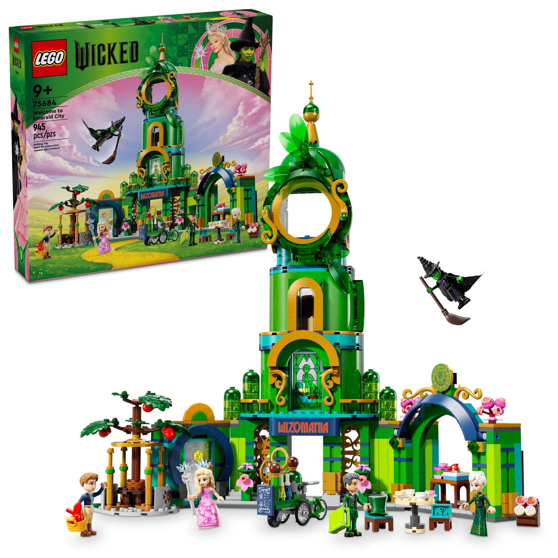 LEGO Wicked Welcome to Emerald City Building Toy - Wicked Toy for Kids, Ages 9+ - Gift for Girls and Boys with Tower Model, Glinda, & Elphaba