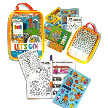 Ooly Let's Go Activity & Coloring Book Kit Complete with Markers, Stickers, Puzzles & More - Portable All in One Set - Kitty in the City