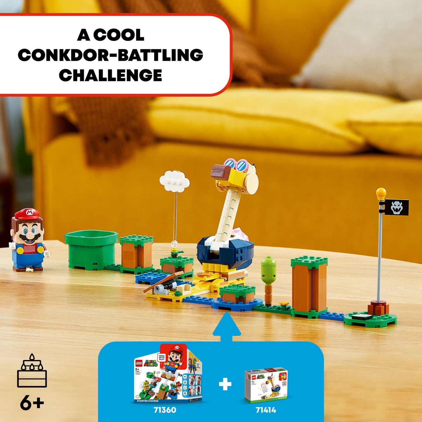 LEGO 71414 Super Mario Conkdor's Noggin Bopper Expansion Set, Buildable Toy to Combine with Mario, Luigi or Peach Starter Course, Gifts for Kids 6