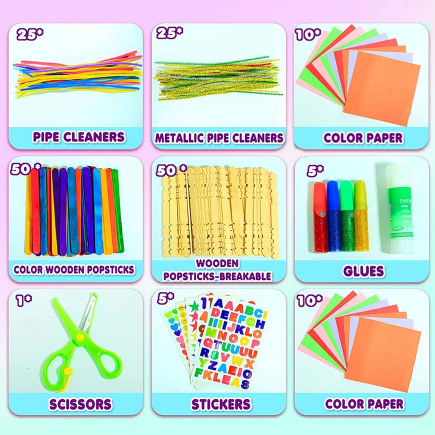 YITOHOP Arts Craft Supplies for Kids, 1000+ PCS Toddler DIY Craft Art Supply Set Include Pipe Cleaners, Pom Poms, Storage Box, 2026 Christmas Holiday