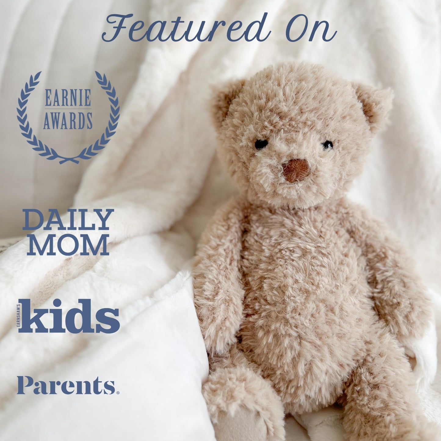 MON AMI Marshmallow Bear 12-Inch Stuffed Animal, Soft Teddy Bear Plush