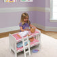 Badger Basket Chevron Doll Bunk Bed with Bedding, Ladder, and Padded Mats - Ideal for Dolls Up to 20 Inches in White and Pink