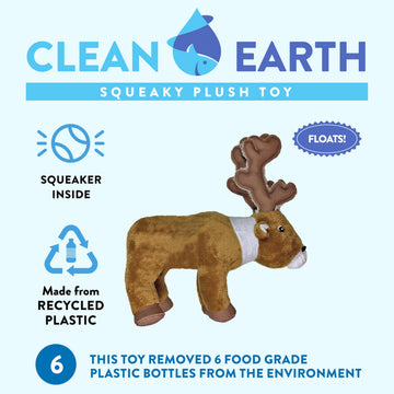 Spunky Pup Clean Earth Plush Caribou | Made from 100% Recycled Water Bottles | Large