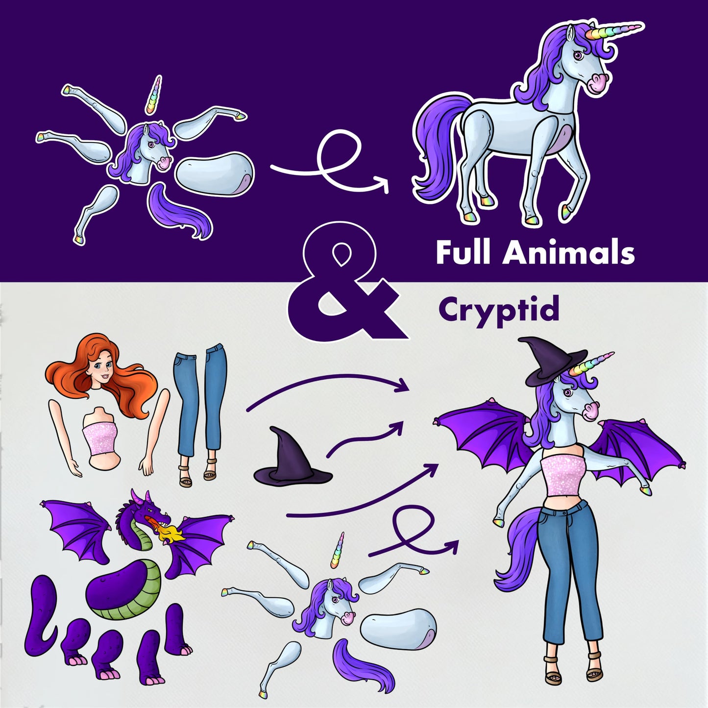 Cryptid Construction Kit Magnets - Build a Monster Set with 309,000+ Combos, Magnetic Book & Speech Bubbles - Funny Fridge Magnets for Kids & Adults