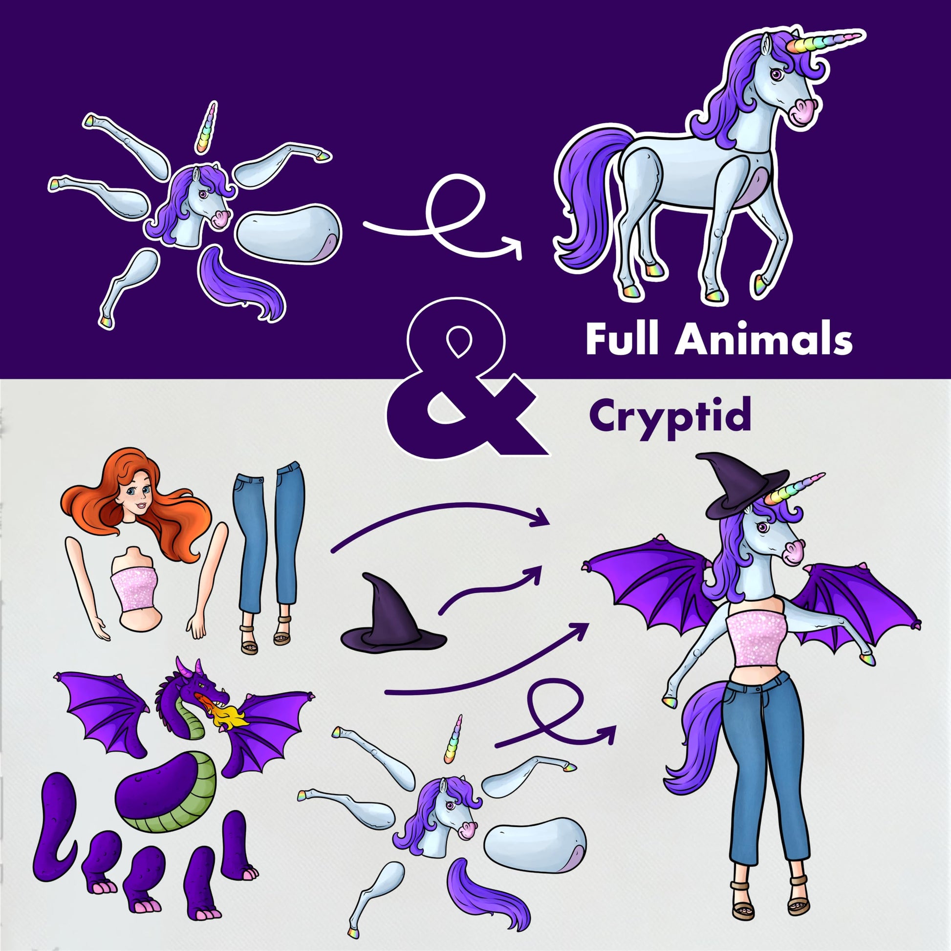 Cryptid Construction Kit Magnets - Build a Monster Set with 309,000+ Combos, Magnetic Book & Speech Bubbles - Funny Fridge Magnets for Kids & Adults