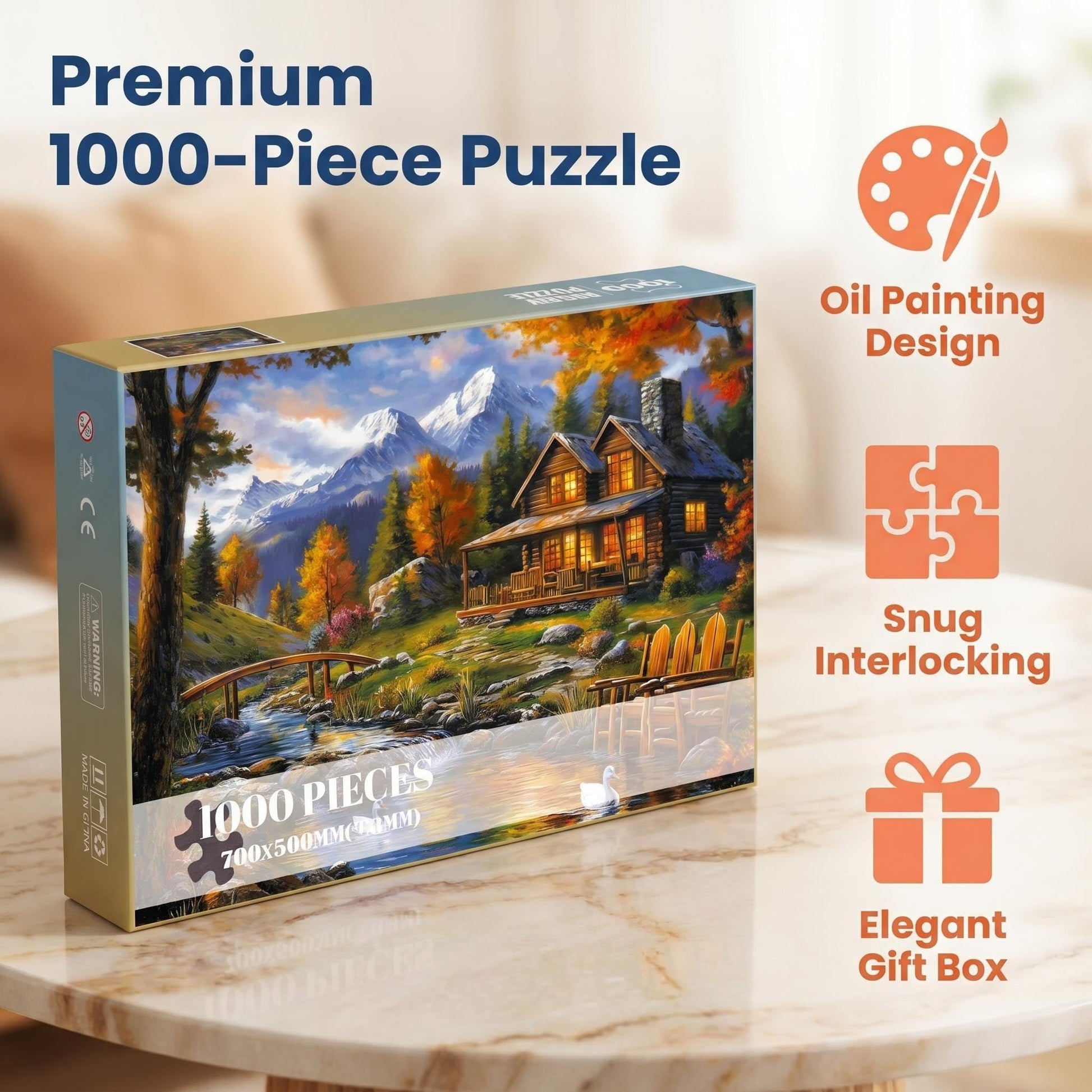 1000 Pieces Jigsaw Puzzles for Adults Oil Painting Scenery Thick Paper Hard Clip Puzzles for Home Decor Leisure Game
