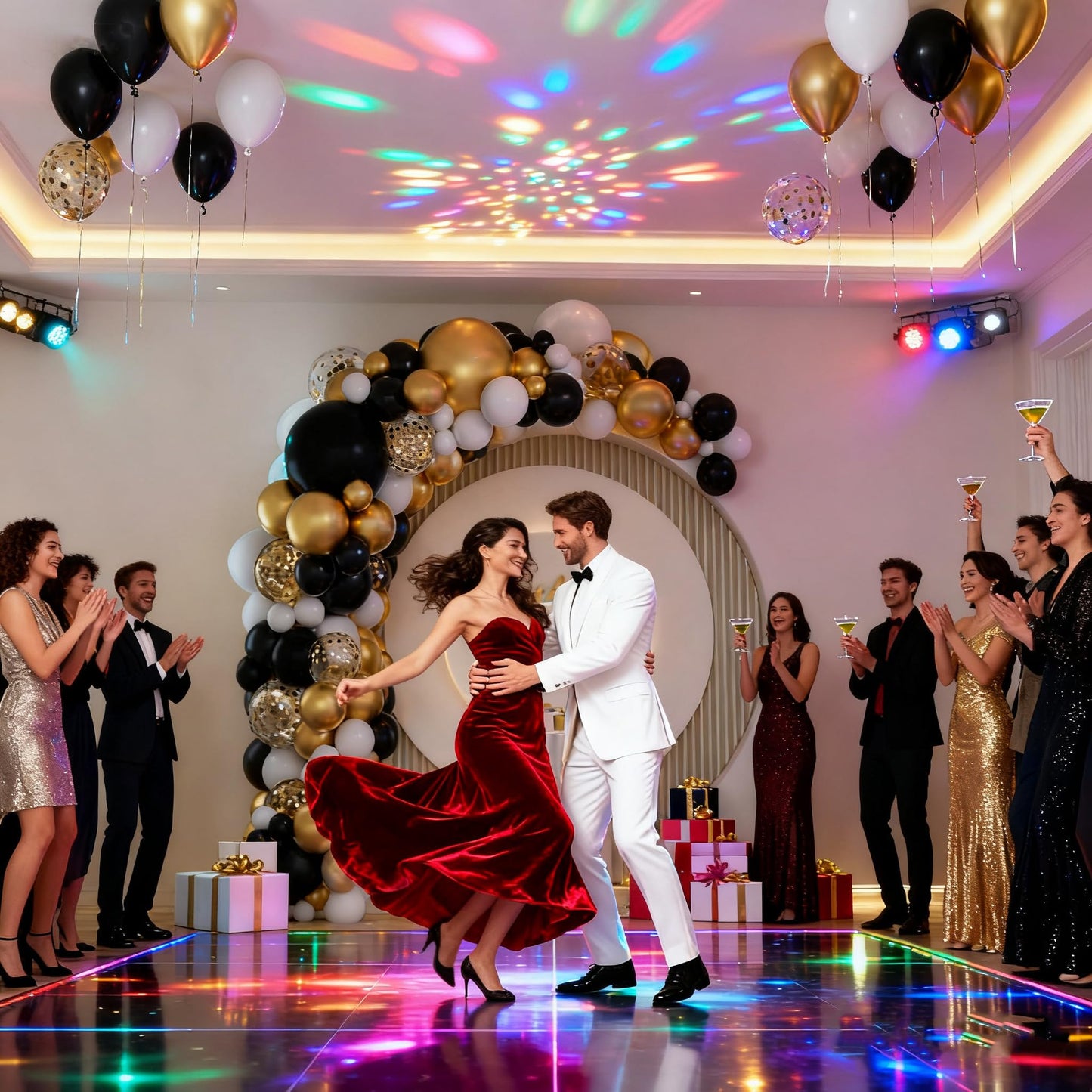 Black Gold White Balloon Arch Kit,137 Pcs Balloon Garland Kit Confetti Metallic with Balloons Tape for Wedding, Birthday,Graduation,New Years,Special