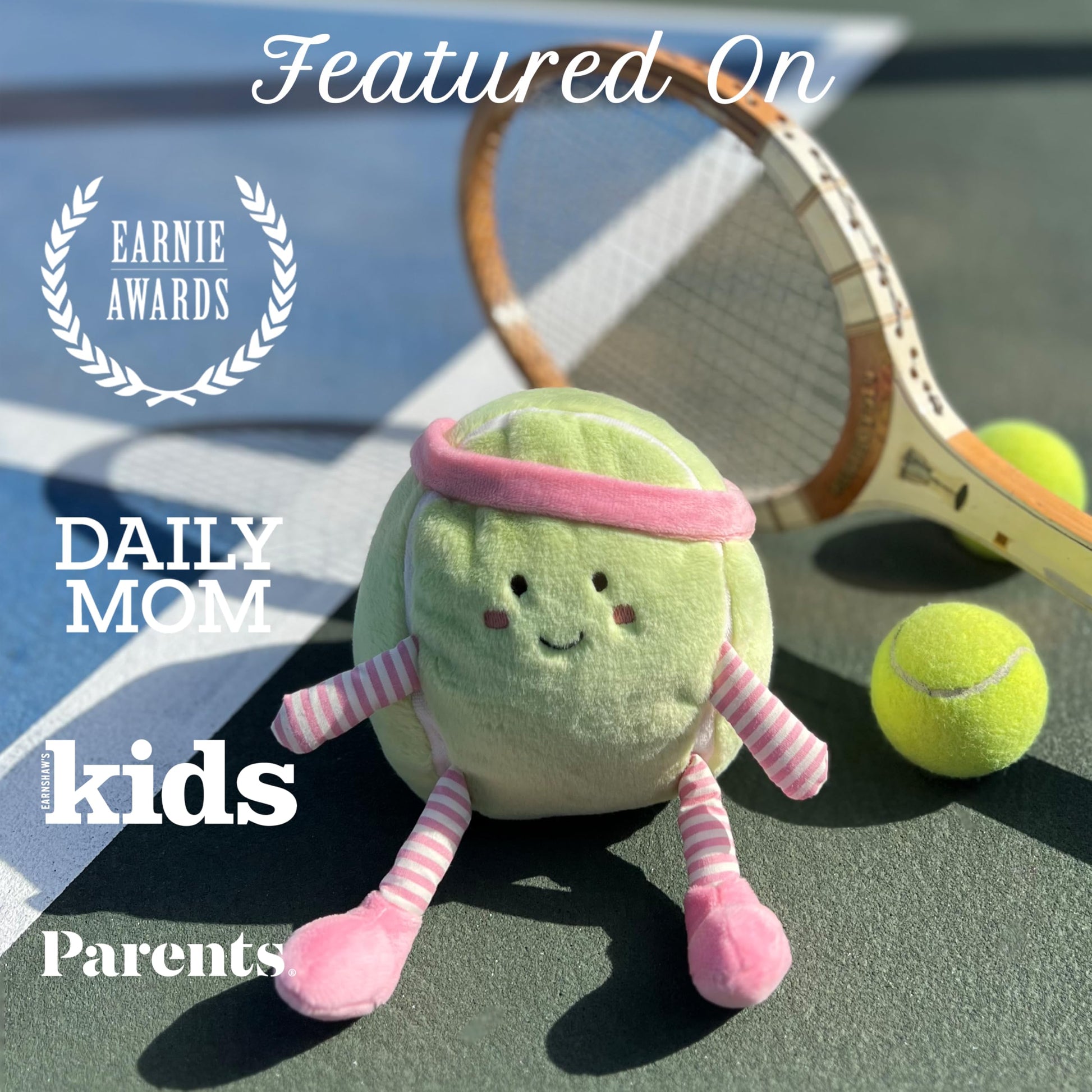 MON AMI Tina Tennis Ball 9-Inch Sports Plush Toy, Soft Stuffed Toy Gift