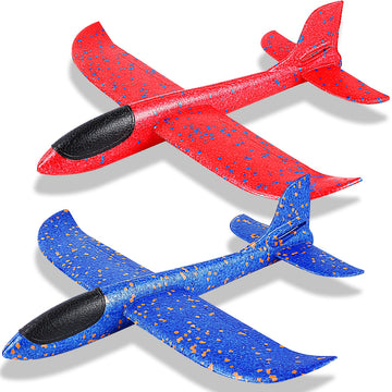 IJRPLM 2 Pack Airplane Toys, 17.5" Large Throwing Foam Plane, 2 Flight Mode Glider Plane, Foam Airplanes for Kids, Outdoor Sport Toys Birthday Party