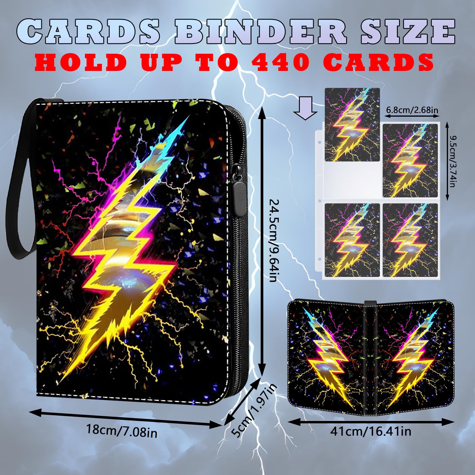 ShrewdYuya Trading Card Binder-440 Pockets Premium Trading Card Book, Double-Side Collectible Card Albums Compatible with Game/Baseball/Football/TCG