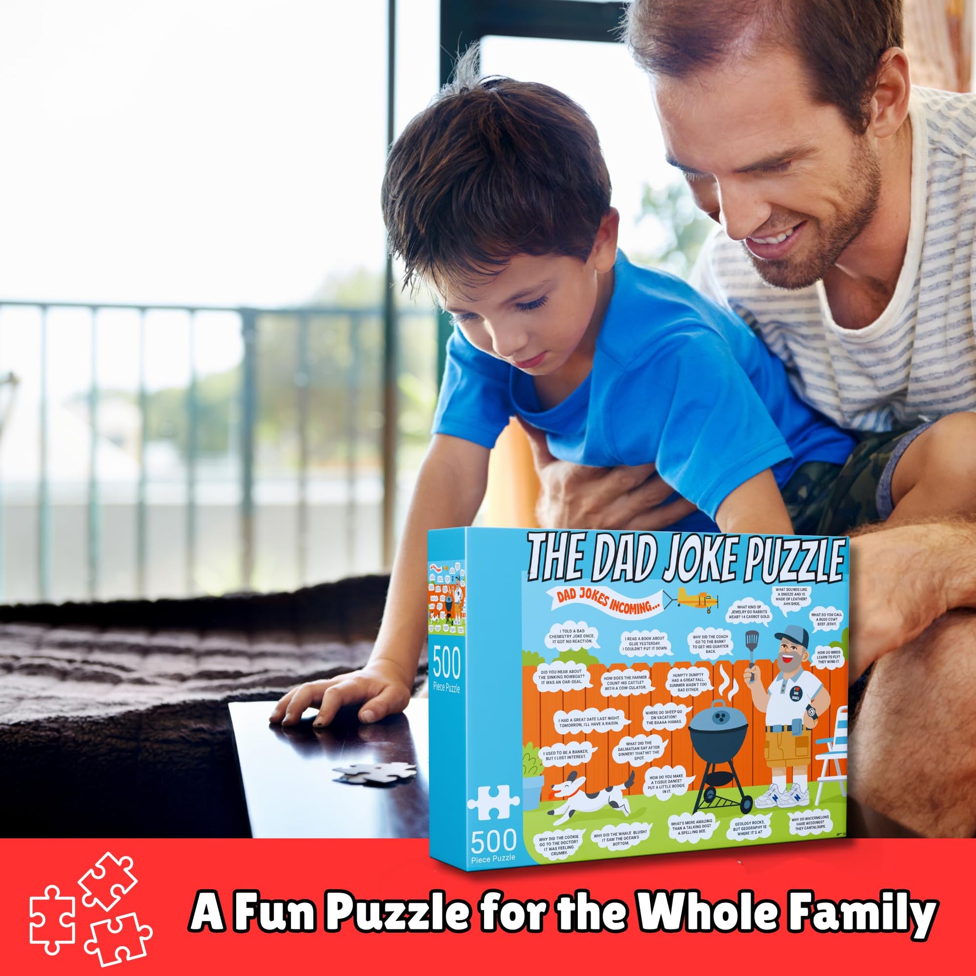 Dad Gifts - 500 Piece Dad Joke Puzzle - Jigsaw Puzzles for Adults, 40th, 50th, 60th Birthday Gift Ideas, Fun Gift for Fathers Day