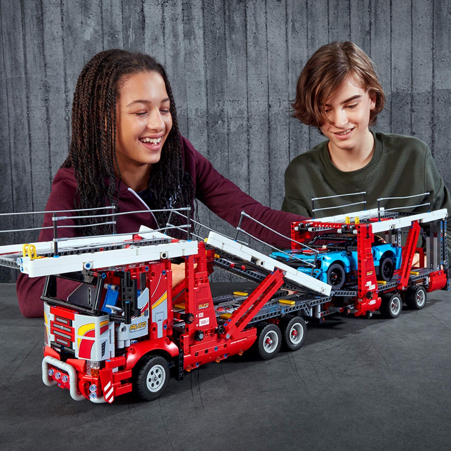 LEGO Technic Car Transporter 42098 Toy Truck and Trailer Building Set with Blue Car, Best Engineering and STEM Toy for Boys and Girls (2493 Pieces)