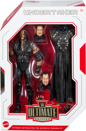 Mattel WWE Ultimate Edition Action Figure & Accessories Set, Undertaker 6-inch Collectible with 30 Articulation Points, Swappable Pieces & Entrance