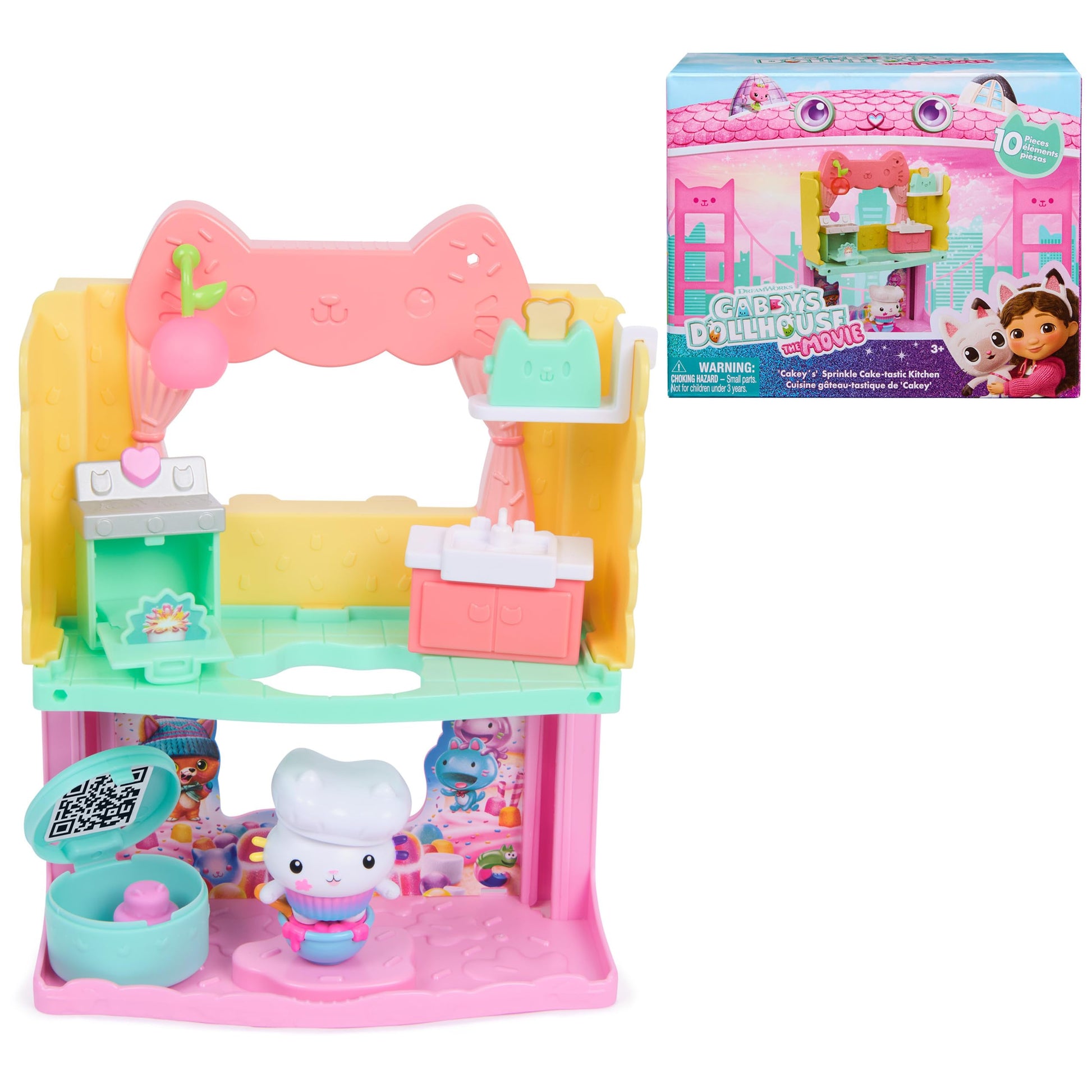 Gabby's Dollhouse: The Movie, Cakey's Sprinkle Cake-Tastic Kitchen, Toy Figure, & Dollhouse Accessories, Kids Toys for Girls & Boys Ages 3 and Up