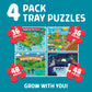 Chuckle & Roar Puzzles for Kids Ages 4-6, Portable Tray, 4 Pack, 36 & 48 Pc