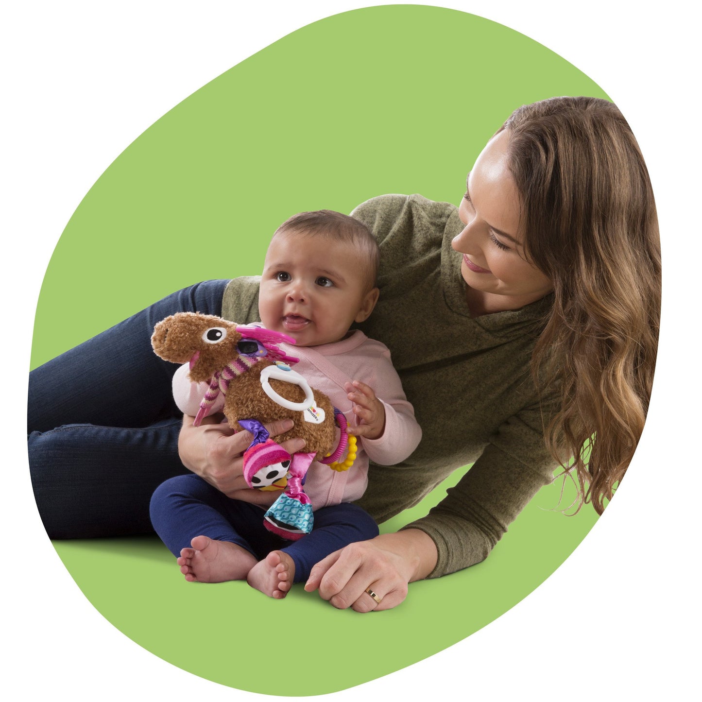 Lamaze Clip On Car Seat and Stroller Toy - Muffin the Moose - Crinkle Sensory Toys for Babies on the Go - High Contrast Travel Toys for Infants - Ages