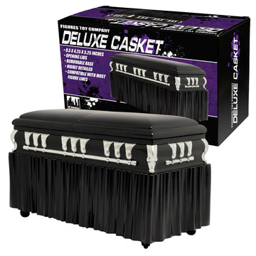 Deluxe Black Casket for Wrestling Action Figures with Removable Base
