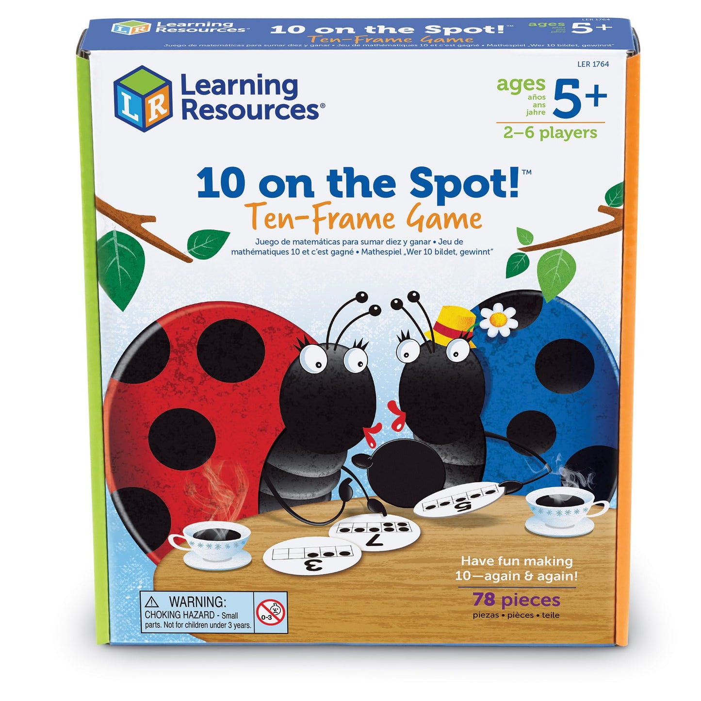 Learning Resources 10 on the Spot Ten Frame Game - Math Manipulatives, Board Games for Kids, Number Cards, Toddler Montessori Counters, STEM Toys