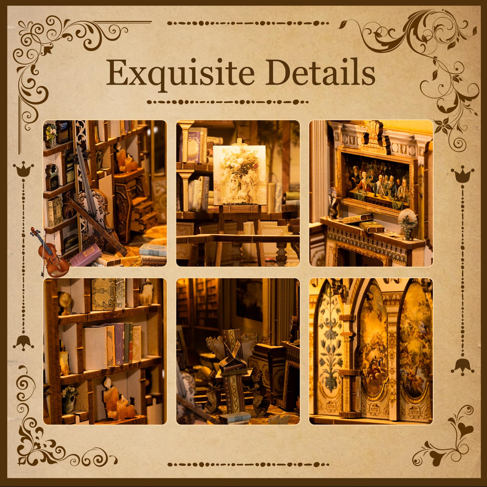 DIY Book Nook Kit - Bookend Diorama with LED - 3D Wooden Puzzle DIY Miniature House Kits - Bookshelf Insert Decor - Booknook Dollhouse Crafts Hobbies