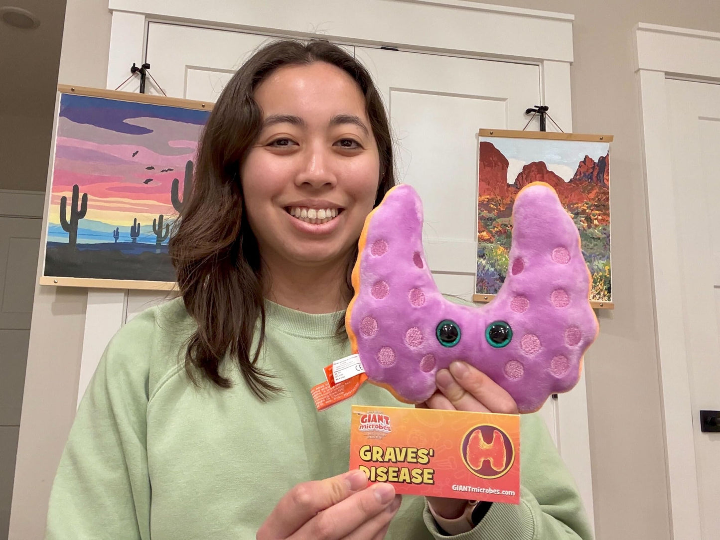 GIANTmicrobes Graves' Disease Plush, Thyroid Stuffed Animal, Thyroid Surgery Recovery Gifts, Thyroid Health, Endocrinologist Gift, Endocrinology Gift