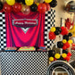 7x5ft Car Black White Grid Red Birthday Themed Backdrops Racing Flag Red Photo Backgrounds for Photography Happy Birthday Party Banner Photo Booth