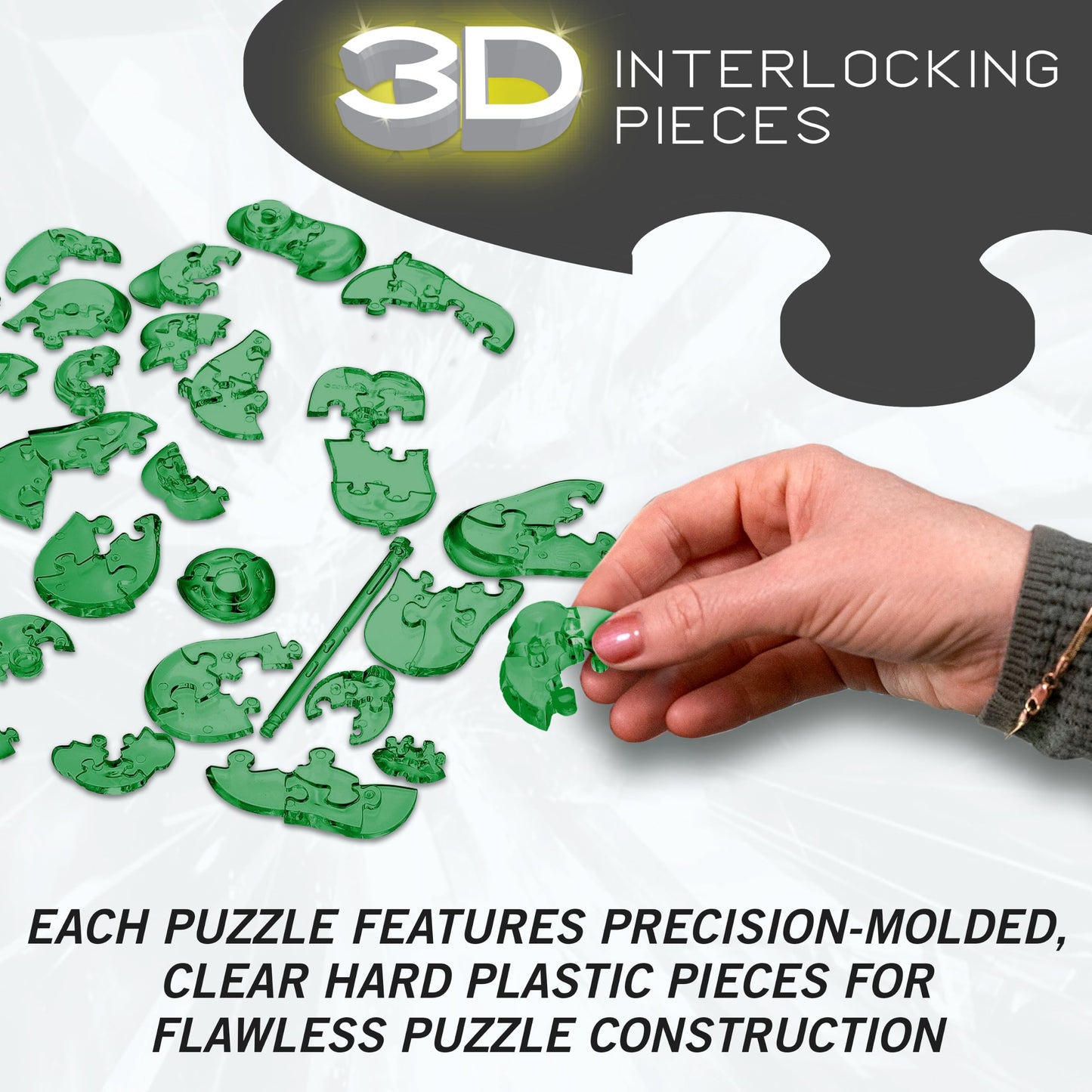 Green Tin Robot Crystal 3D Puzzle, 39-Pc Brain Teaser, Ages 12+