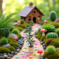 Green Cute Dollhouse Flower Bonsai 1:12 Mini Dollhouse Miniature Green Plant in Pot Micro Landscape DIY Craft Garden Ornament Lightweight Decorative