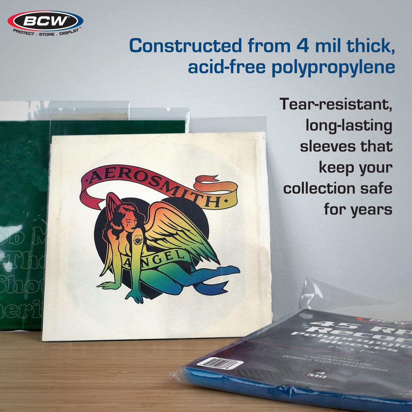 BCW 4 Mil Record Sleeves (7 Inch) | Clear Polypropylene Vinyl Album Protectors for 45 RPM | Archival Quality, Acid-Free Design | Premium Outer Sleeves