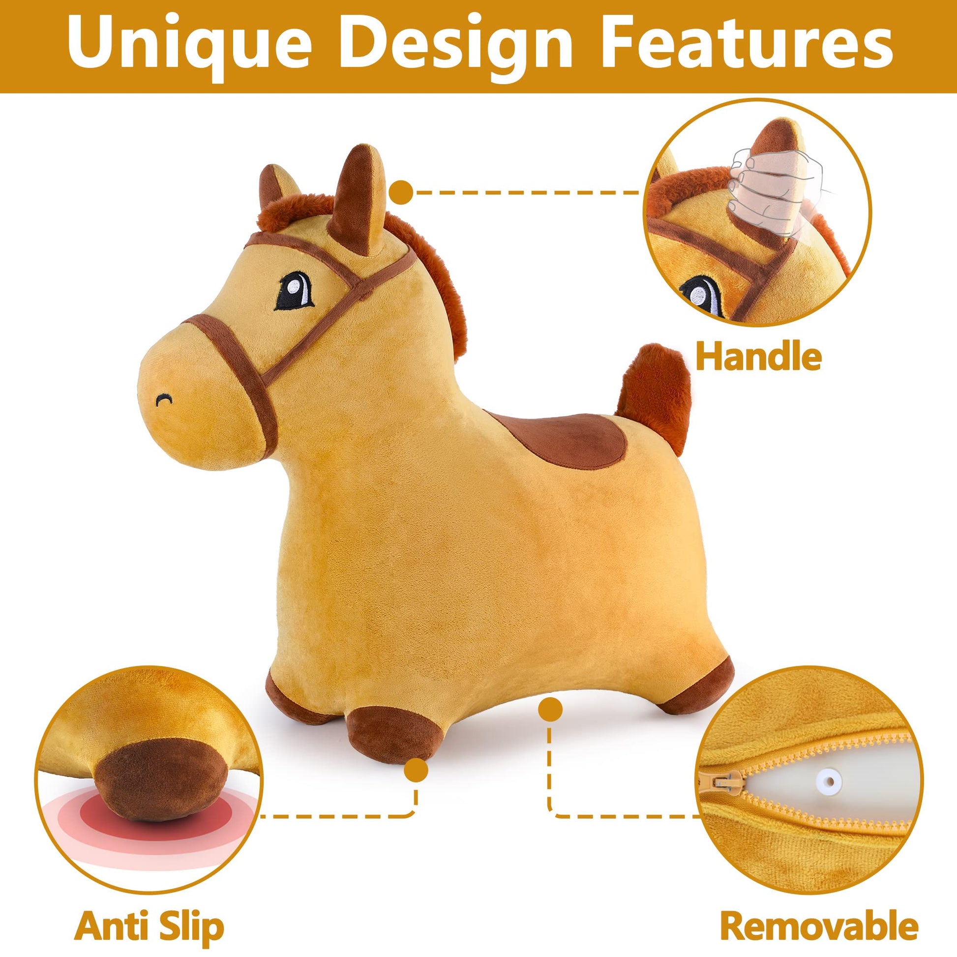 Bouncy Pals Toddler Horse Hopper Toy, Kids Outdoor Ride Bounce Farm Animal