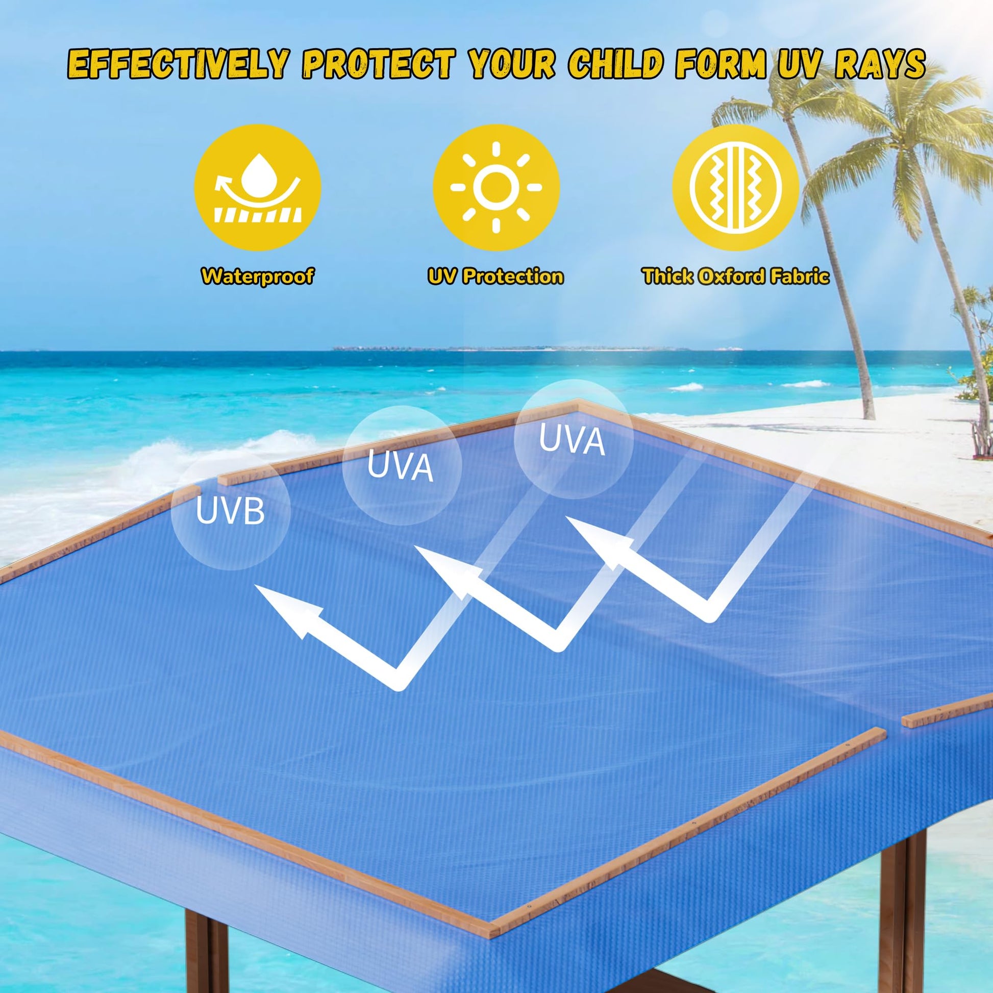 Kids Wooden Sandbox with Adjustable Canopy, Outdoor Sandbox with Cover and Adjustable Roof, Wooden Cabana Sand Box with Canopy, Canopy Sand Box