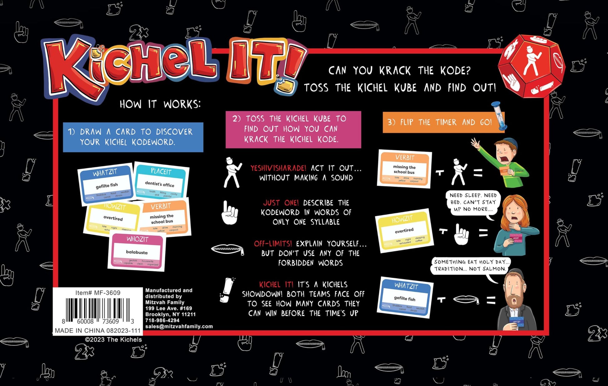 Kichel It- A Card Game for Jewish Family- Kids & Adults- Boys Girls- All Ages Who Like Hilarious Hints, Frenetic Guessing, Inept Acting- Years 8