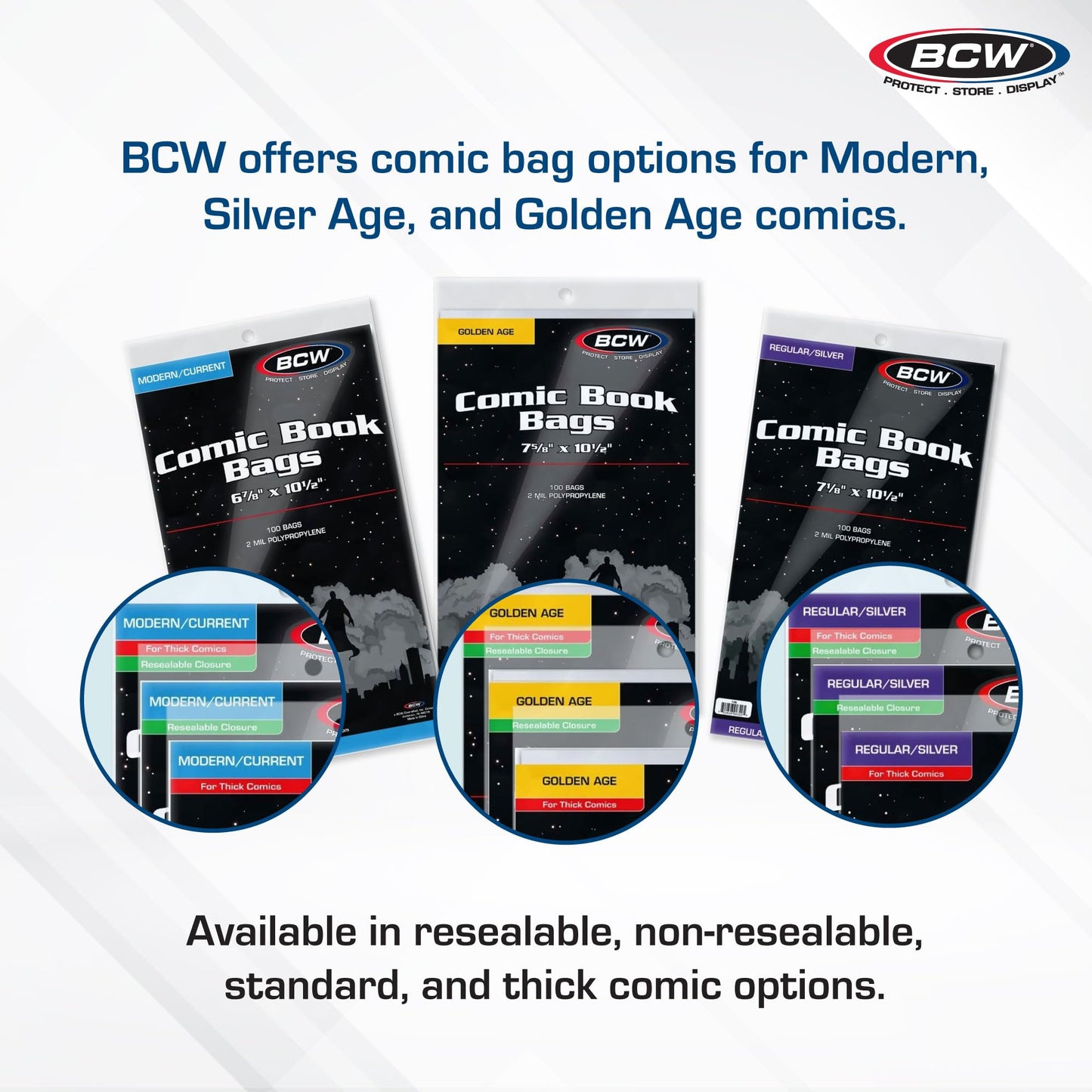 BCW Current Comic Bags (200 Pack) - Acid-Free BCW Comic Book Bags for Modern Comics | Crystal Clear Comic Book Sleeve Protection | 6 7/8 x 10 1/2