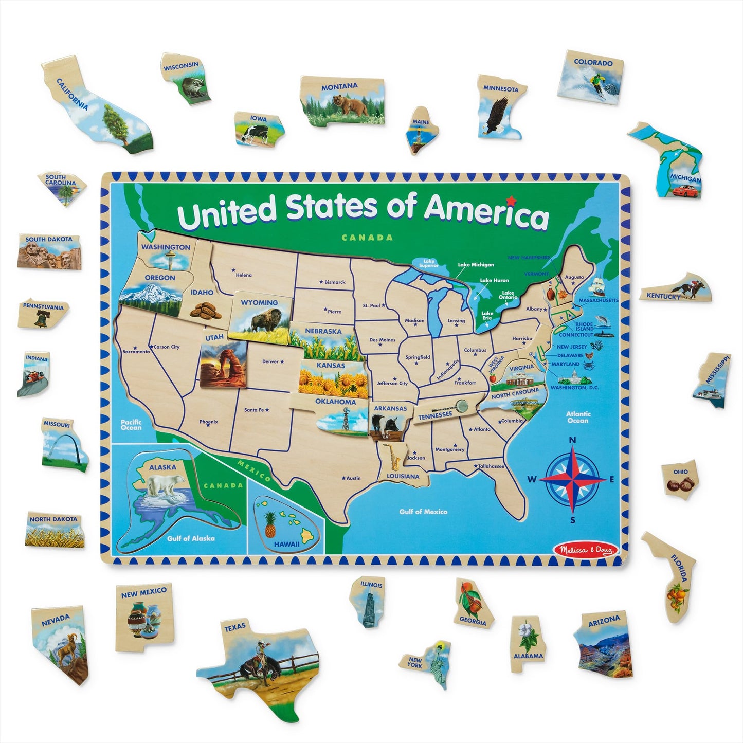 Melissa & Doug USA Map Wooden Puzzle (45 pcs)