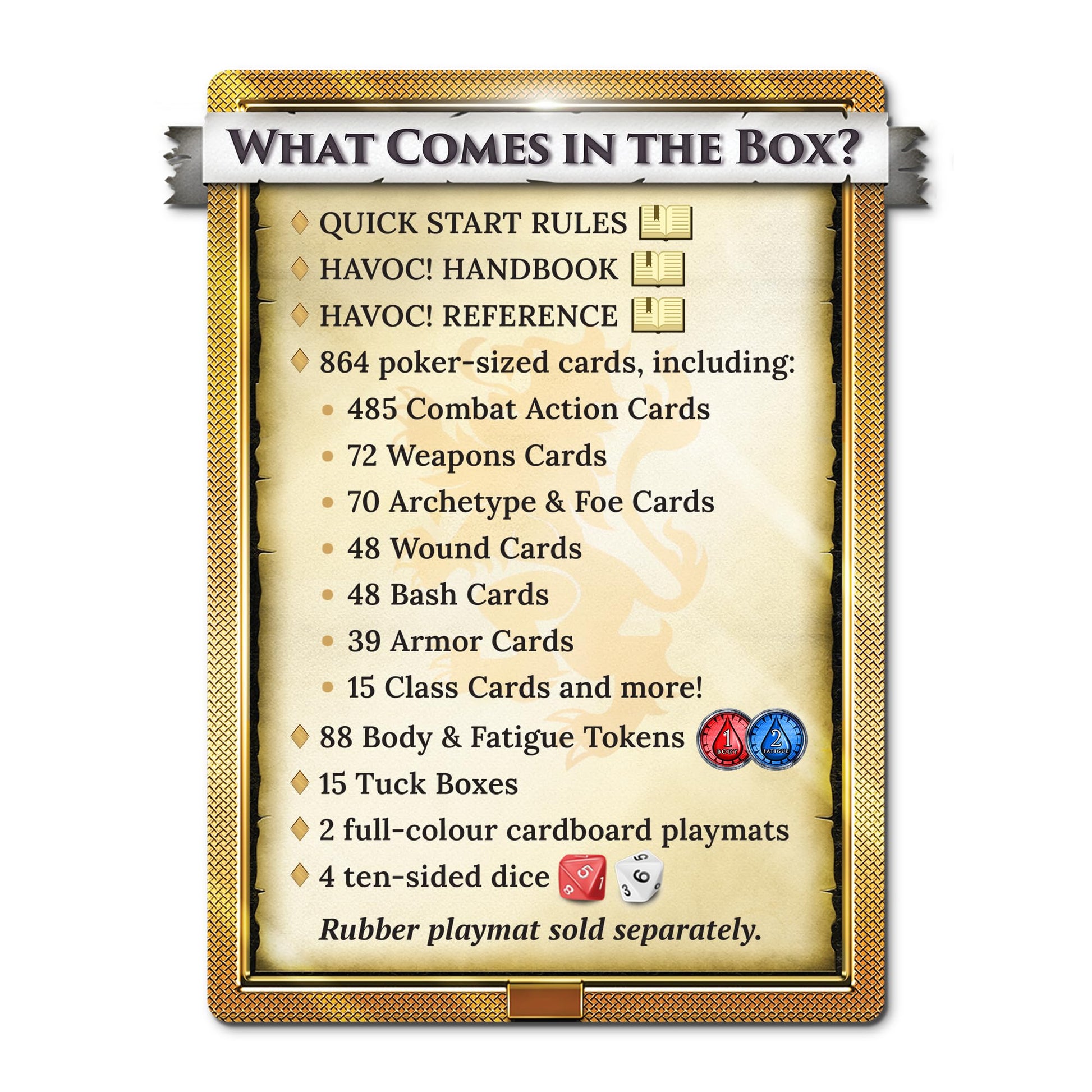 Havoc! The Combat Card Game - Fantasy Medieval Combat Card Game with Cards & Dice, Premium 864-Card Core Set, Solo or 2-5 Players Ages 14+