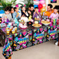 Jremreo 3 Pieces 54 x 108 Inches 80s Plastic Tablecloth, Disposable Rectangle Retro Party Table Covers, Neon Decorations for Birthday, Hip Hop